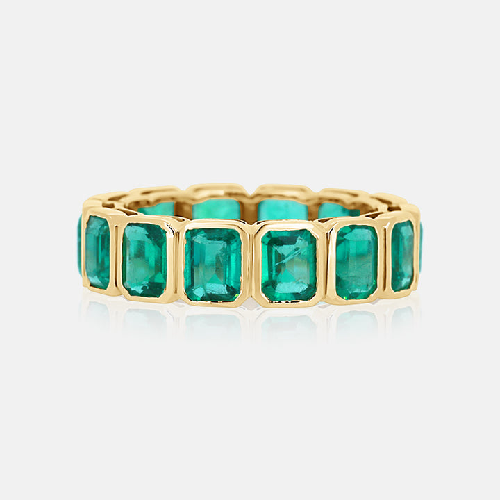 Bezel Set Green Emerald Eternity Band