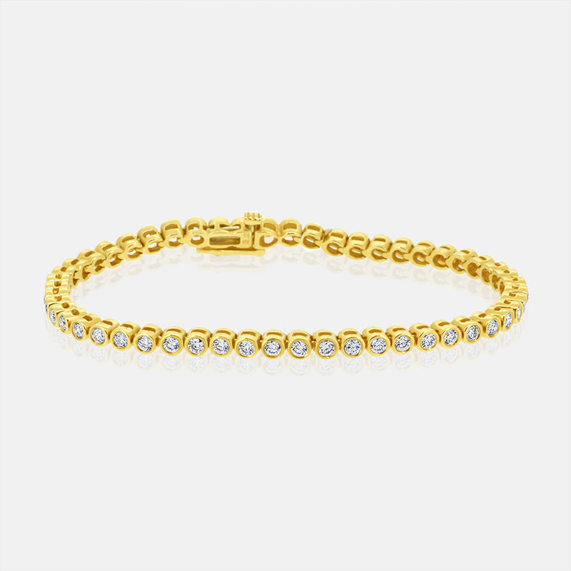 14 Karat bezel set Yellow Gold Bracelet with 2cts diamonds