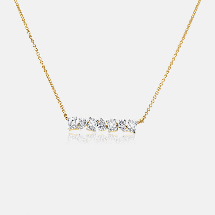 Multishape Diamond Bar Necklace in 14k yellow gold necklace
