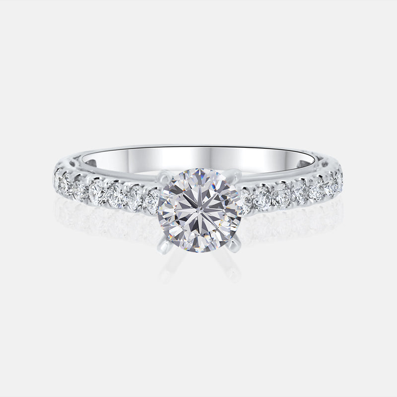 Solitaire 18 Karat White Gold Engagement Ring with .52cts of Diamonds