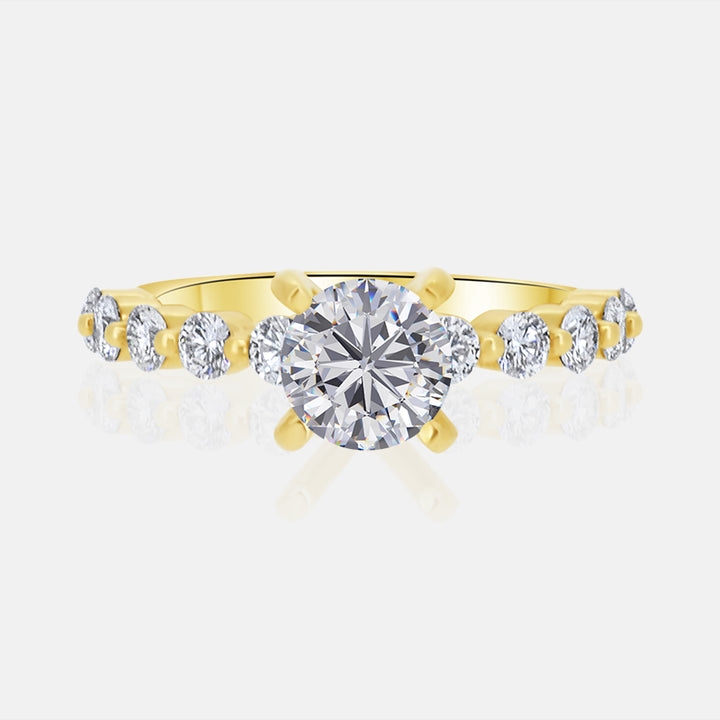 14 Karat Yellow Gold Shared Prong Engagement Ring Mounting with .50cts Diamonds