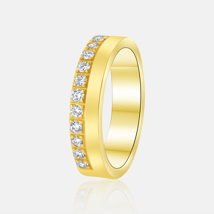 Modern Half Diamond and Gold Wedding Ring | .32carats 14K Yellow Gold