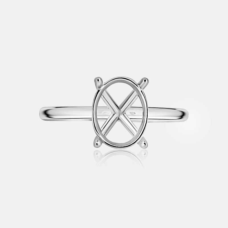 Solitaire Oval Engagement Ring in 14 Karat White Gold