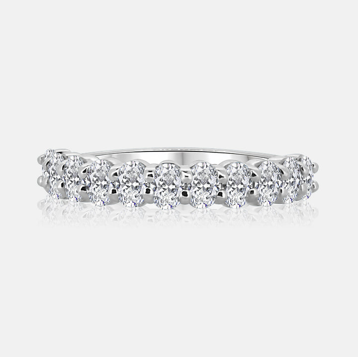 Half Eternity Oval Diamond Band with 1.10 carats in 14K White Gold