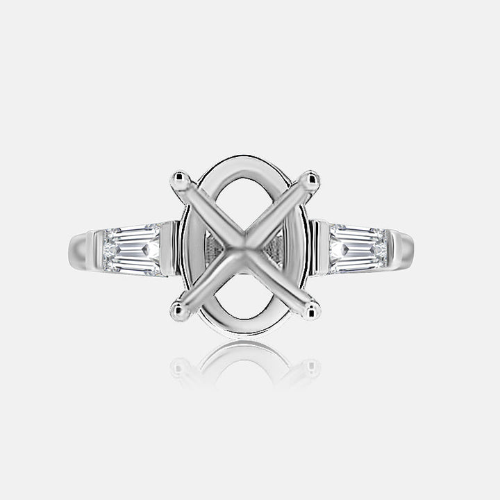 Three stone Engagement Ring with .70 carats of tapered baguettes in 14K White Gold