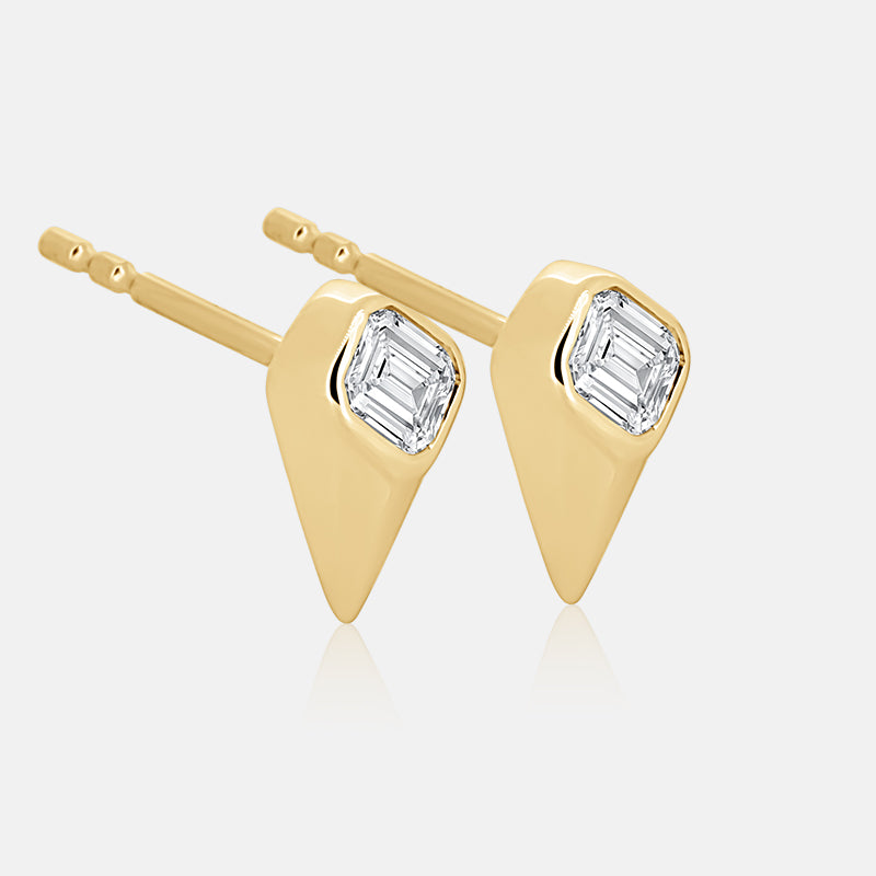 Geometric Asscher Cut DiamondEarrings with .52 carat of diamonds in 14 Karat Yellow Gold