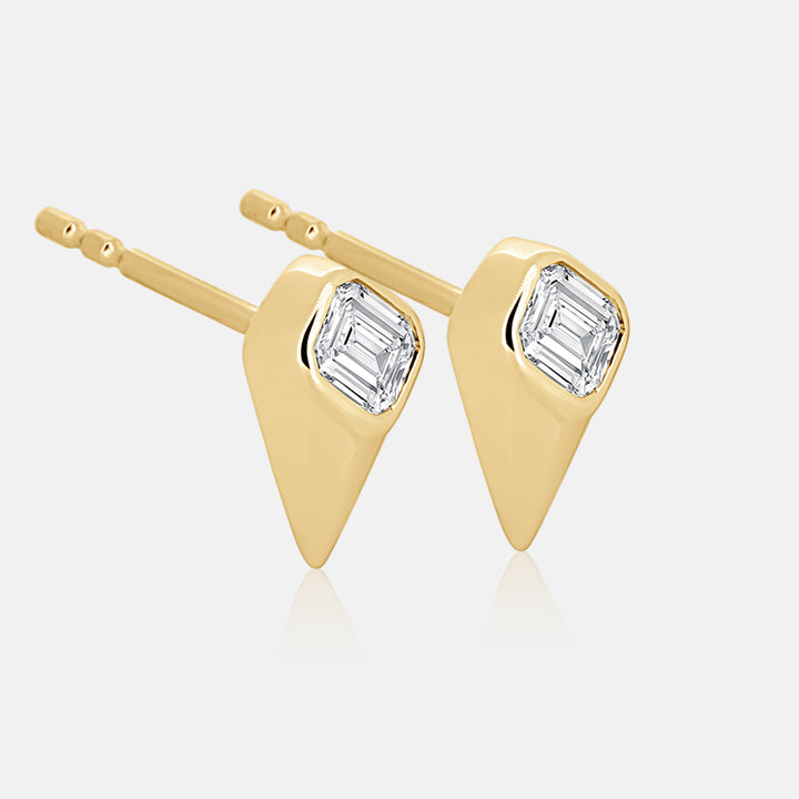 Geometric Asscher Cut DiamondEarrings with .52 carat of diamonds in 14 Karat Yellow Gold