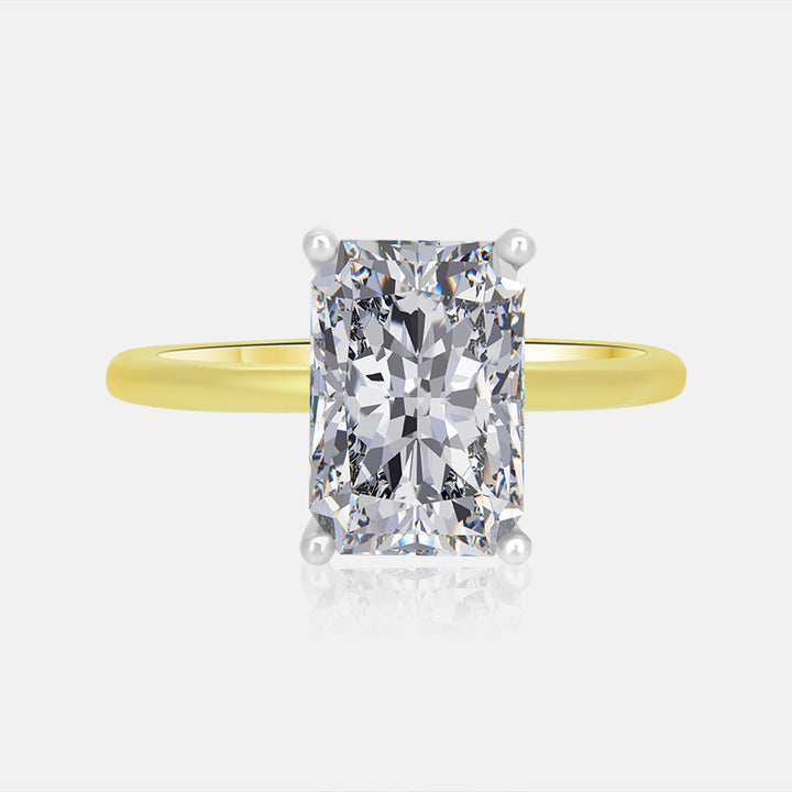 14K Yellow Gold Solitaire Engagement Ring with White Gold Basket Head