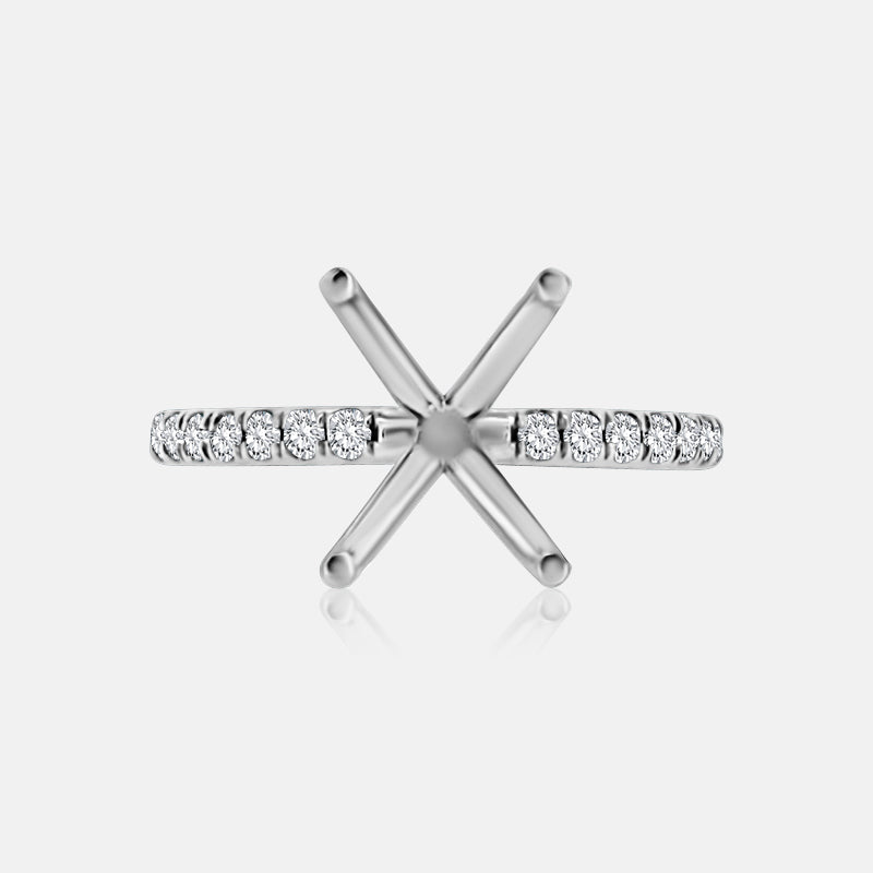 White gold engagement ring with pave diamonds