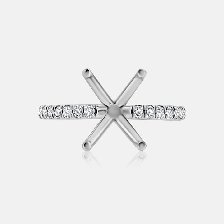 White gold engagement ring with pave diamonds