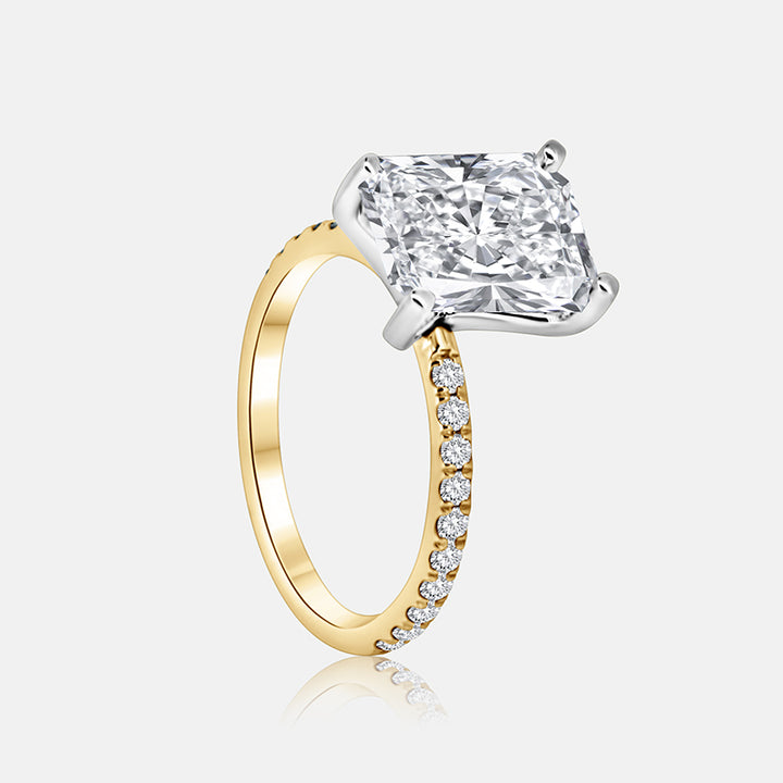 Masina Diamonds yellow gold solitaire engagement ring with pave diamonds