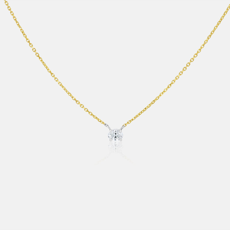 Women's 14K Yellow Gold Solitaire Diamond Necklace with a .25 carat Oval diamond