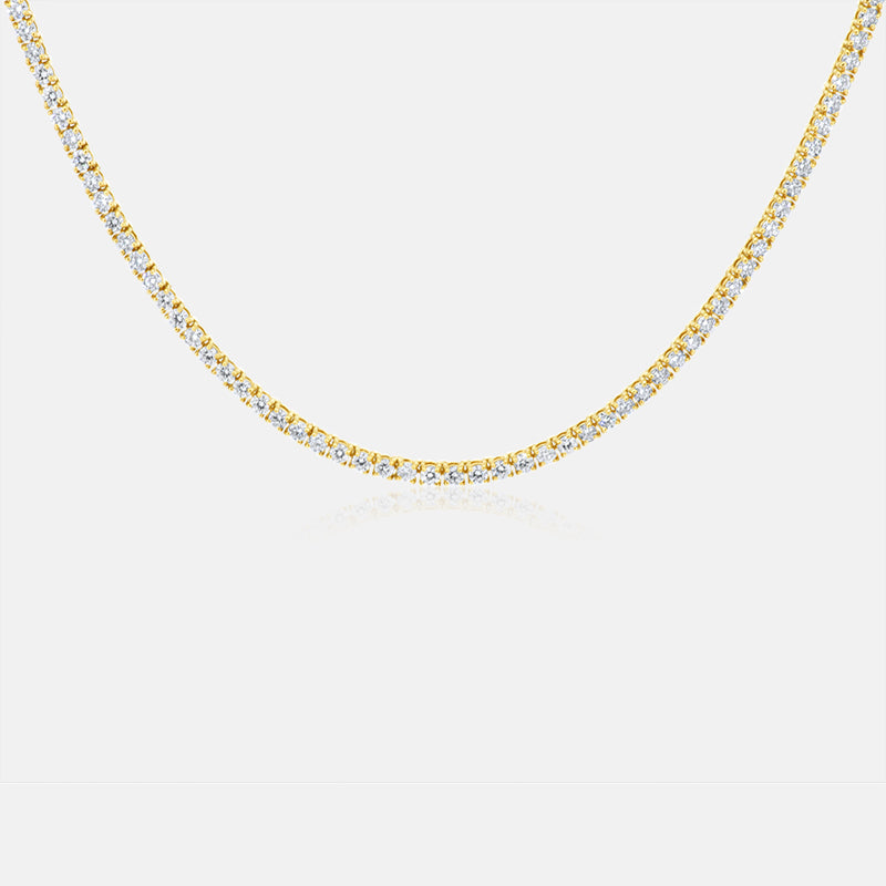 Tennis Necklace in 14K yellow gold with 7.57 carats of diamonds