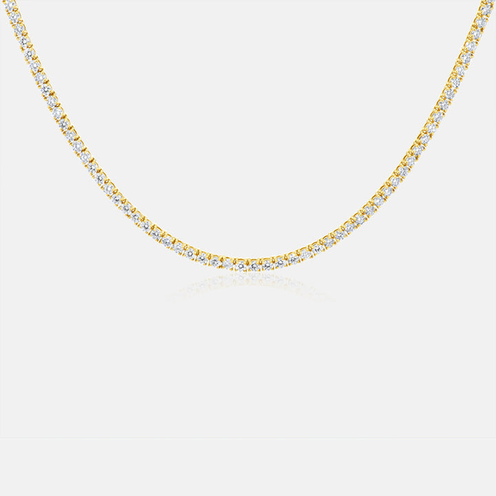 Tennis Necklace in 14K yellow gold with 7.57 carats of diamonds