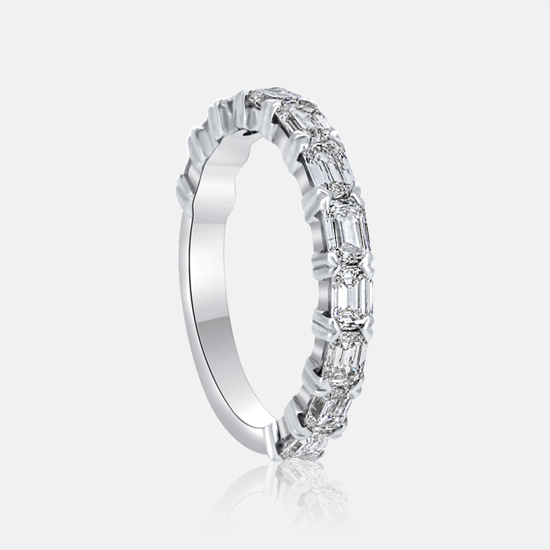 Emerald Cut Wedding Band in 14k white gold with 1.75 carats of diamonds