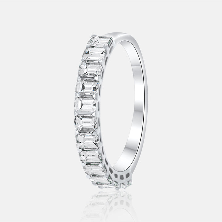 14k white gold Emerald Cut Diamond band with 1.24cts