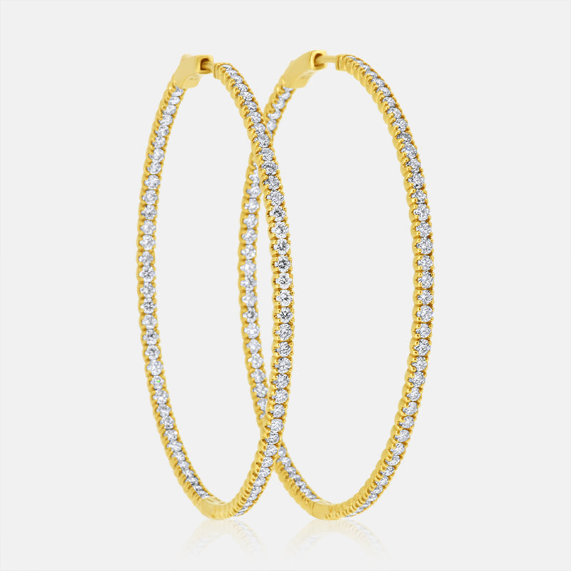 Earrings791 14 Karat Yellow Gold with 3.97 Carat Hoop Earrings