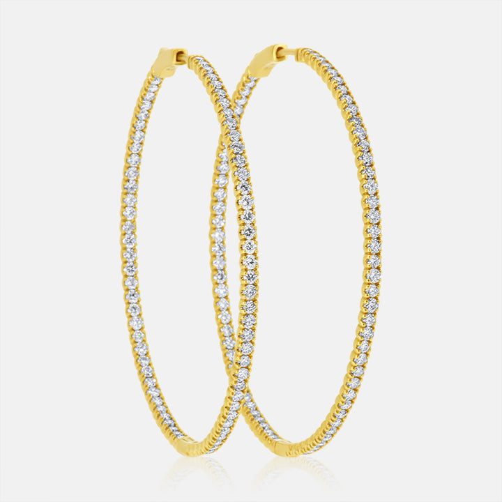 Earrings791 14 Karat Yellow Gold with 3.97 Carat Hoop Earrings