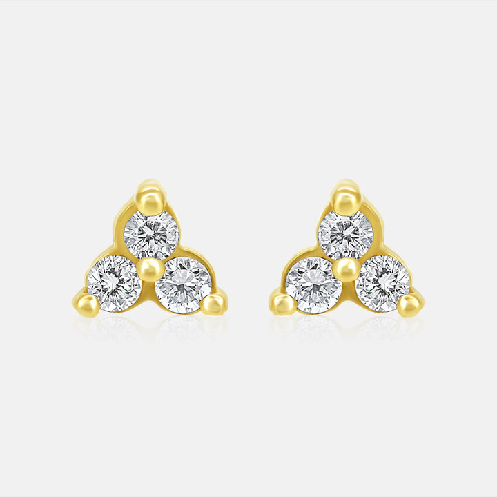 Triangle Diamond Cluster Earrings in 14K Yellow Gold with .24 carat of Diamonds
