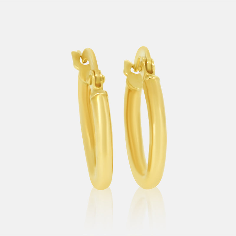 Small Gold Huggie Hoops in 14K Yellow Gold