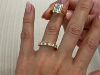 Modern Horizontal Bezel Set Emerald Cut Diamond Ring in 14 Karat Yellow Gold with .95 Carat of Diamonds