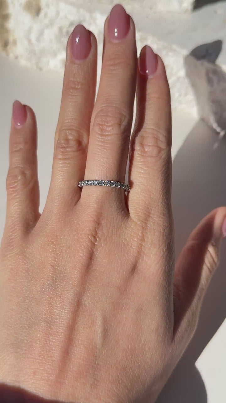Classic Pavé Ladies Wedding Band in 14k White Gold with .93 Carat of Diamonds