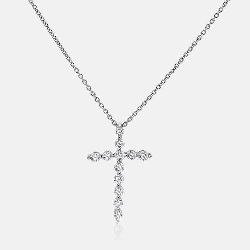 Diamond Cross Necklace with .50cts of diamonds in 14 Karat White Gold