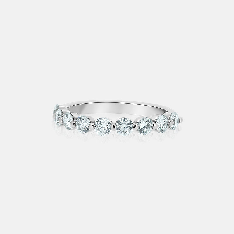 shared prong ladies wedding band in white gold
