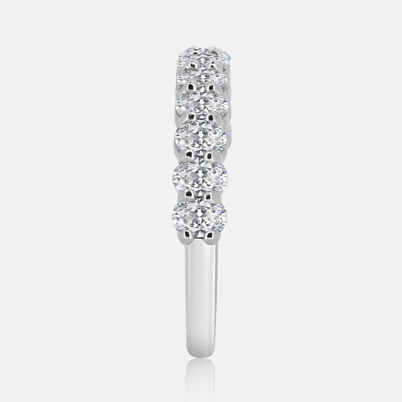 Half Eternity Oval Diamond Band with 1.10 carats in 14K White Gold
