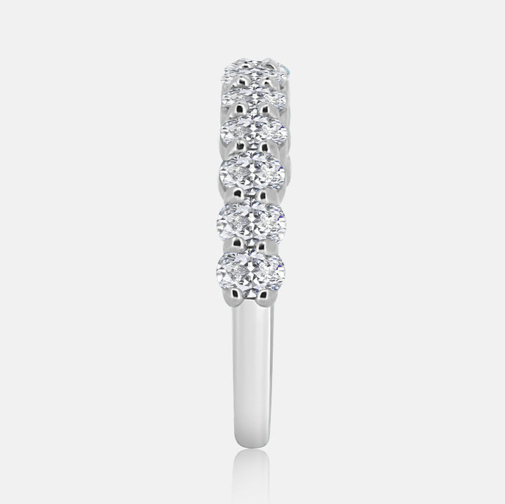 Half Eternity Oval Diamond Band with 1.10 carats in 14K White Gold