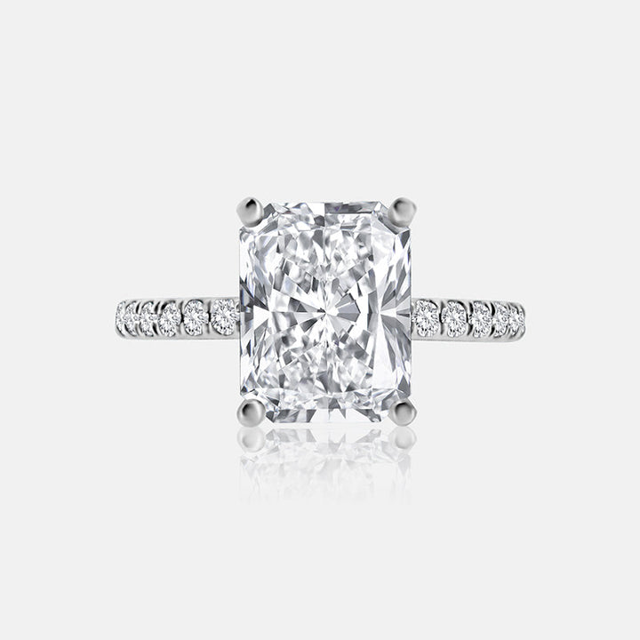 Radiant cut diamond engagement ring.