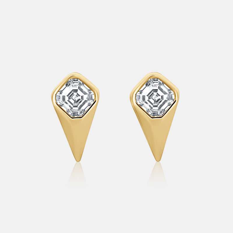 Geometric Asscher Cut DiamondEarrings with .52 carat of diamonds in 14 Karat Yellow Gold