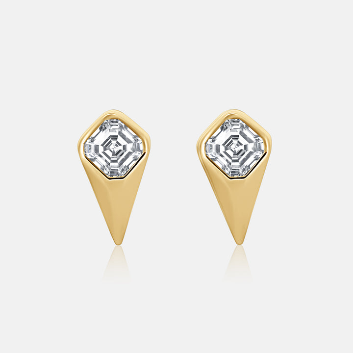 Geometric Asscher Cut DiamondEarrings with .52 carat of diamonds in 14 Karat Yellow Gold