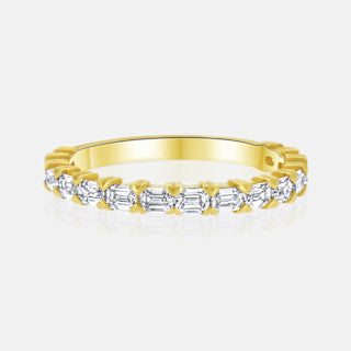 14K yellow gold emerald-cut diamond wedding band