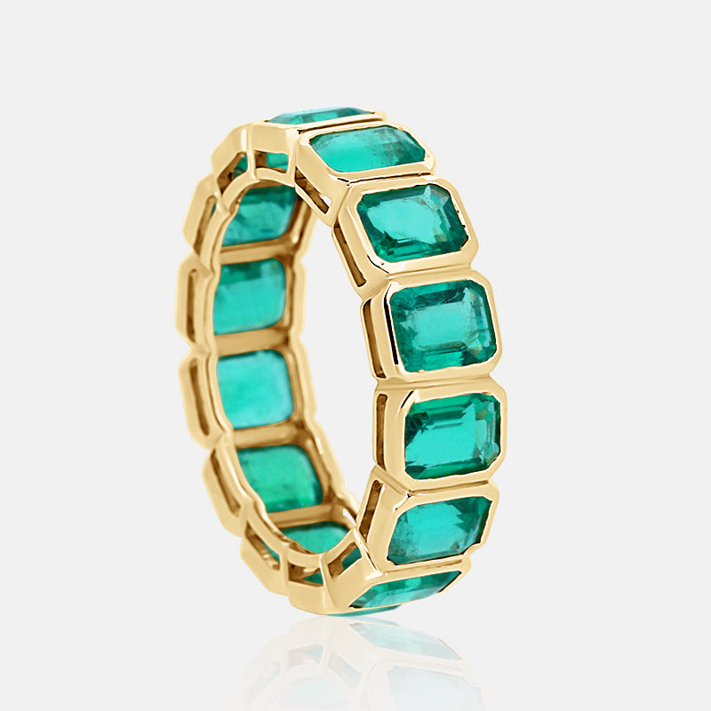 Green Emerald bezel set eternity band