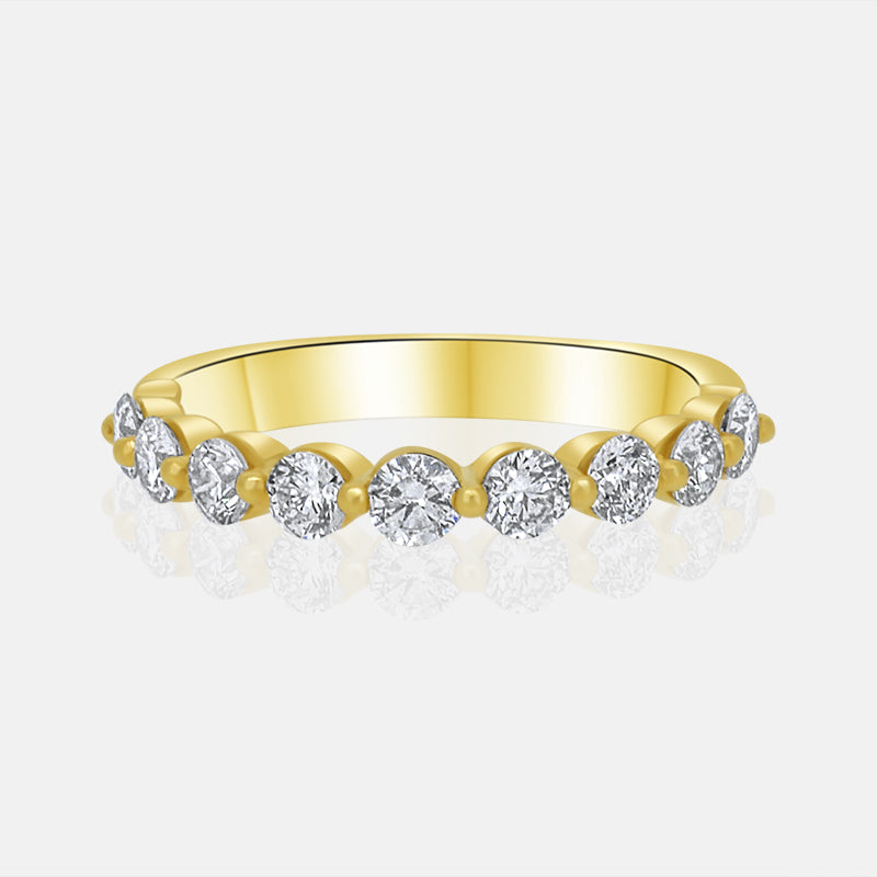 Yellow Gold diamond shared prong wedding ring