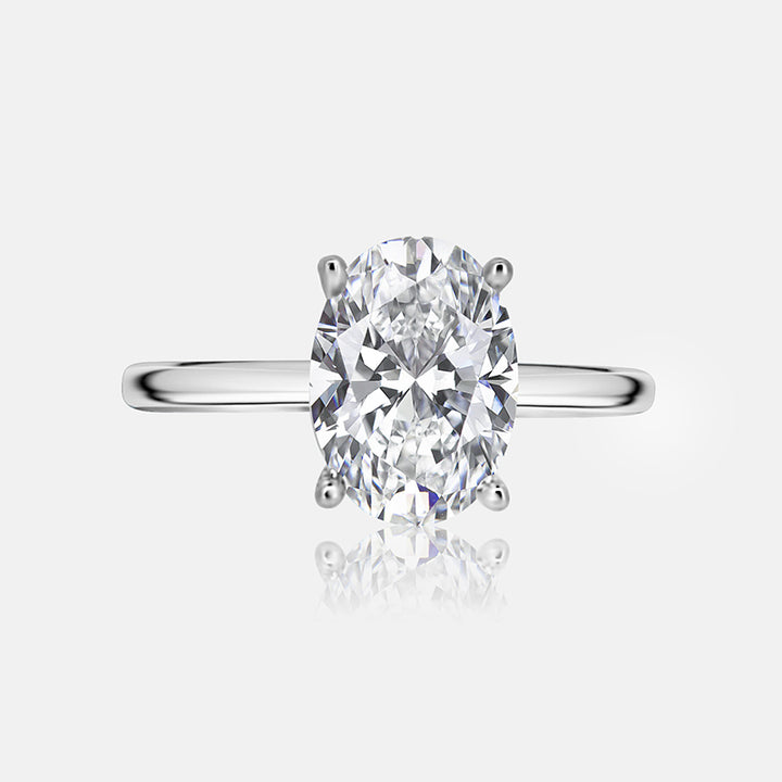 Solitaire Oval Engagement Ring in 14 Karat White Gold