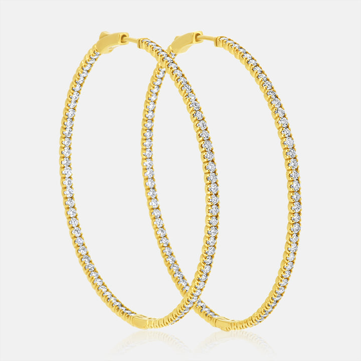 Earrings791 14 Karat Yellow Gold with 3.97 Carat Hoop Earrings