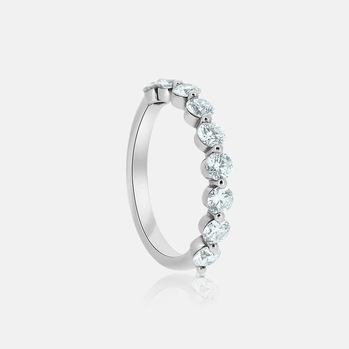 White Shared prong ladies wedding band 