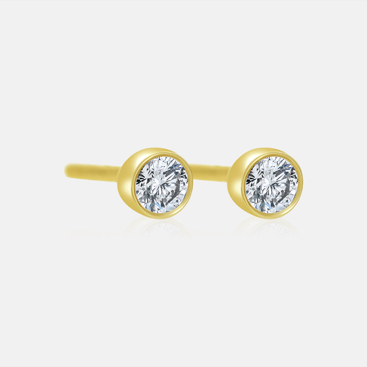 Mini Bezel Set Round Diamond Earrings in 14K Yellow Gold with .25 carat of Diamonds