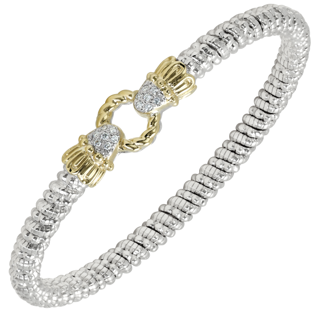 VAHAN 4mm with .11ct diamond 14k yellow gold and sterling silver