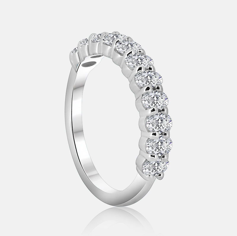 Half Eternity Oval Diamond Band with 1.10 carats in 14K White Gold