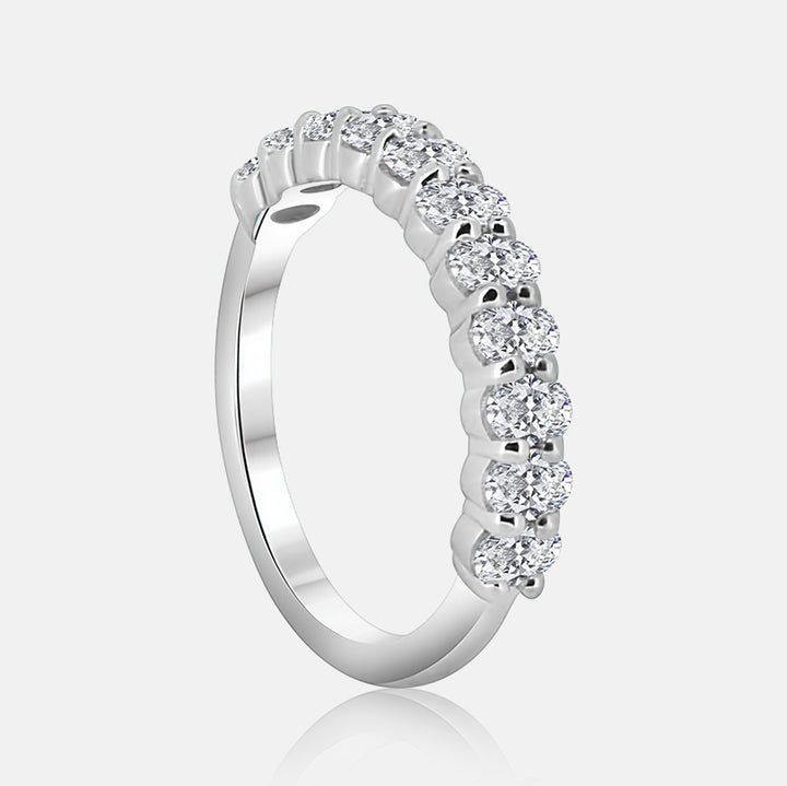 Half Eternity Oval Diamond Band with 1.10 carats in 14K White Gold