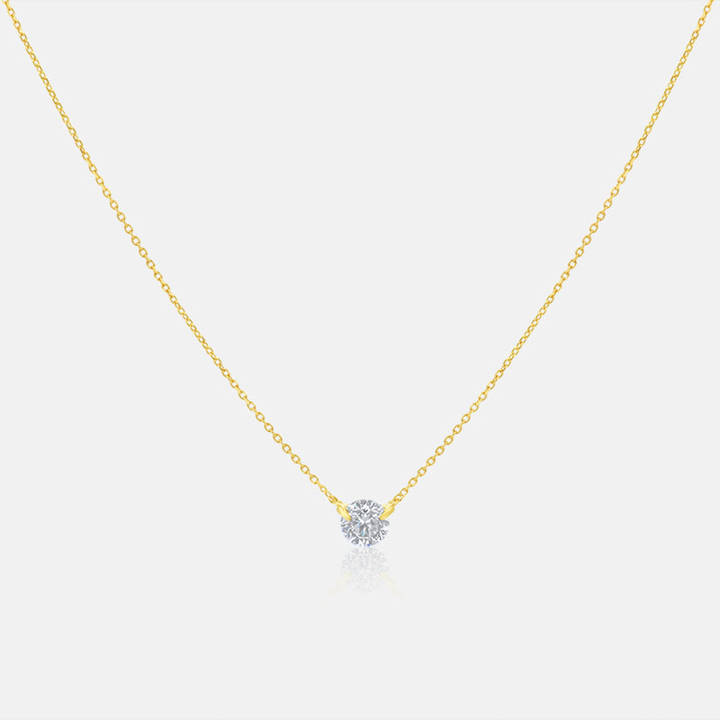 18k Yellow Gold Solitare Diamond Pendant Necklace with .53ct Diamonds