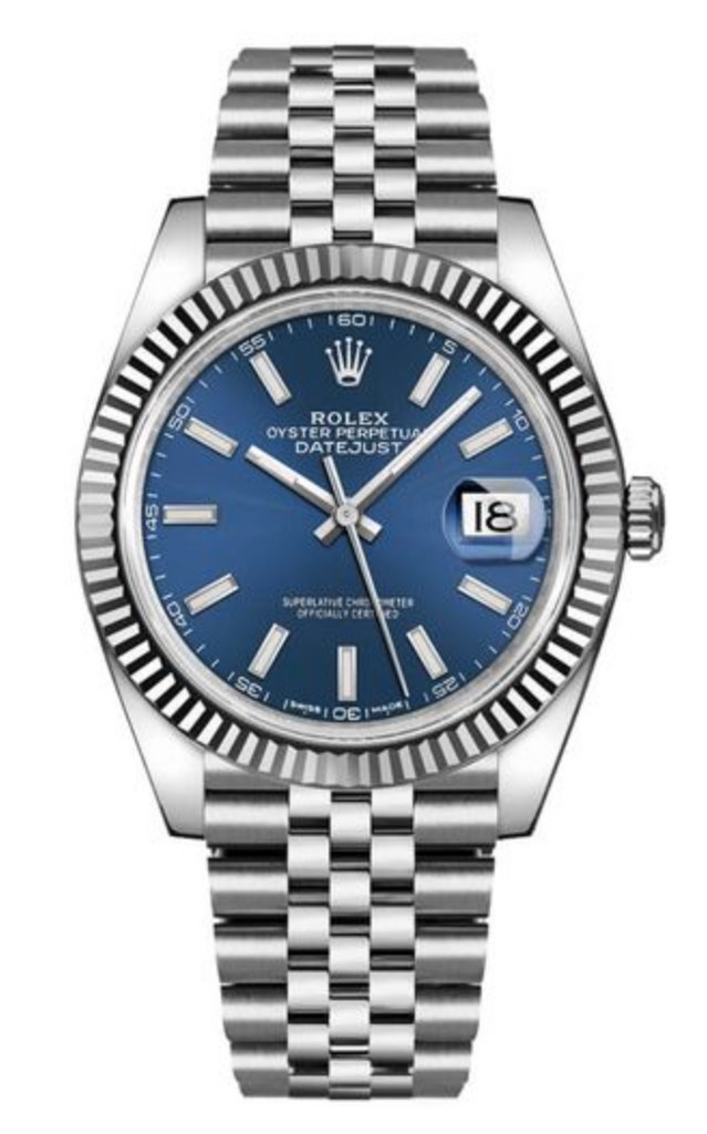 Pre Owned Rolex Datejust 41 Blue Stick Dial on Jubilee 126334