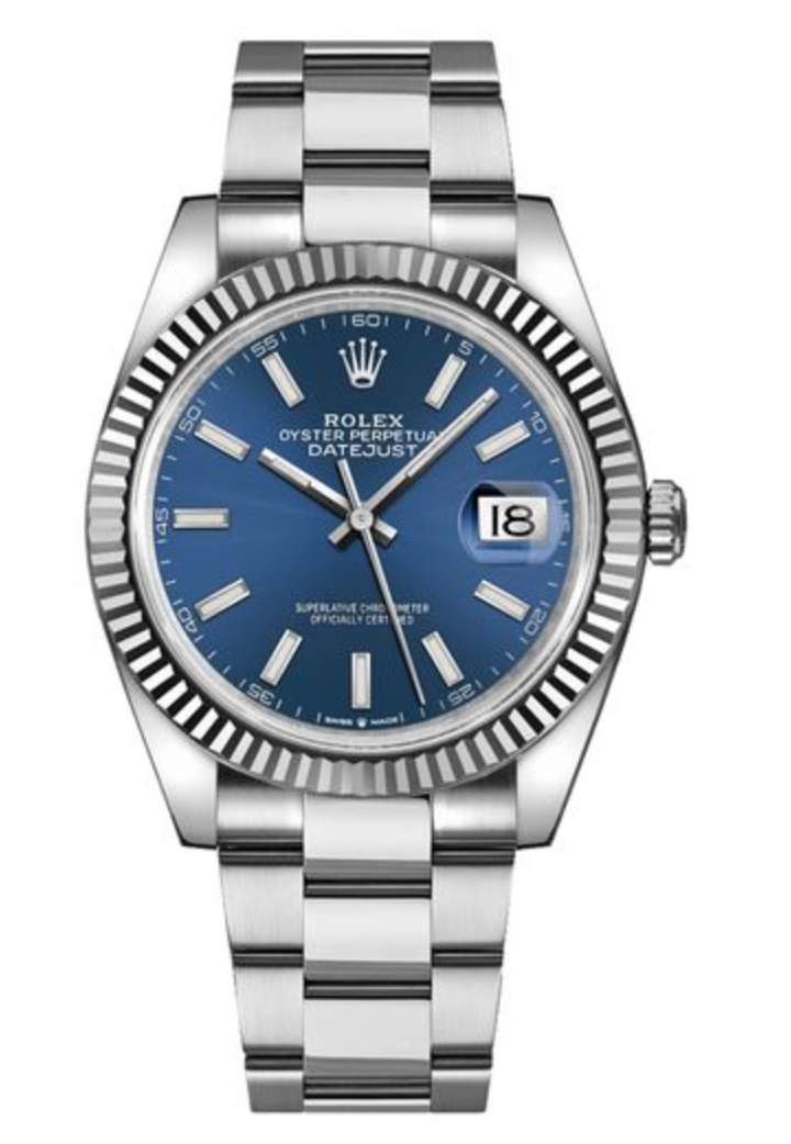 Pre-Owned Rolex Datejust 41 Blue Stick Dial on Oyster 126334