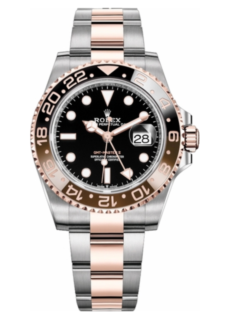 Pre-Owned Rolex GMT Master II Everose And Stainless Steel Black Dial on Oyster 126711CHNR
