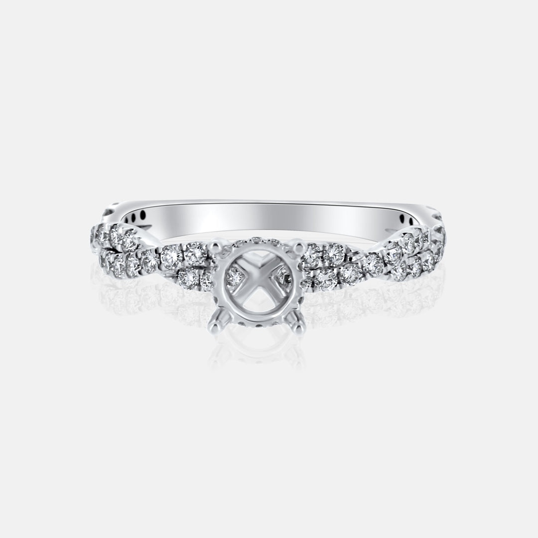 Solitaire Braided Engagement Ring with .60 carat of diamonds in 14K White Gold
