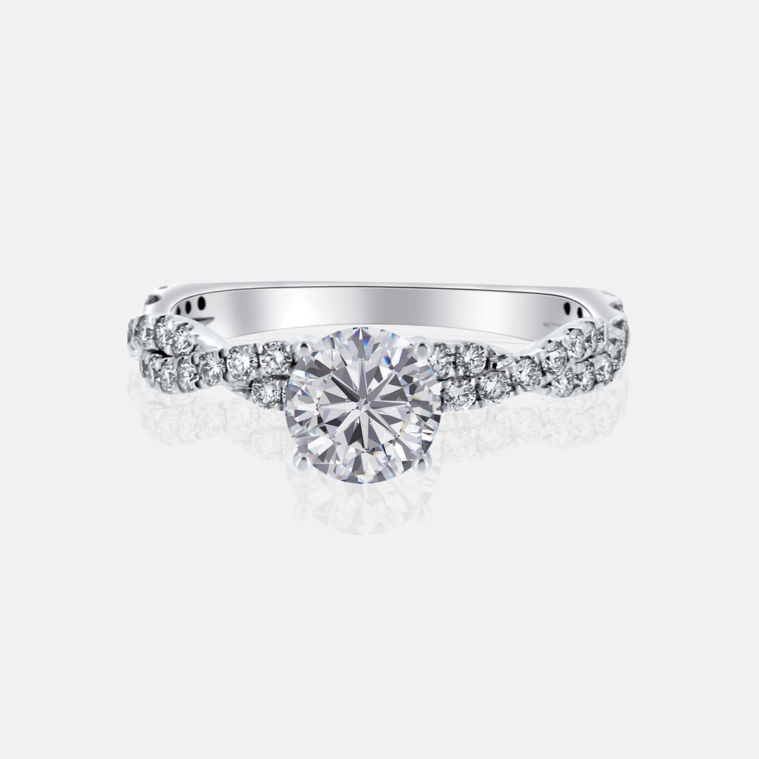 Solitaire Braided Engagement Ring with .60 carat of diamonds in 14K White Gold