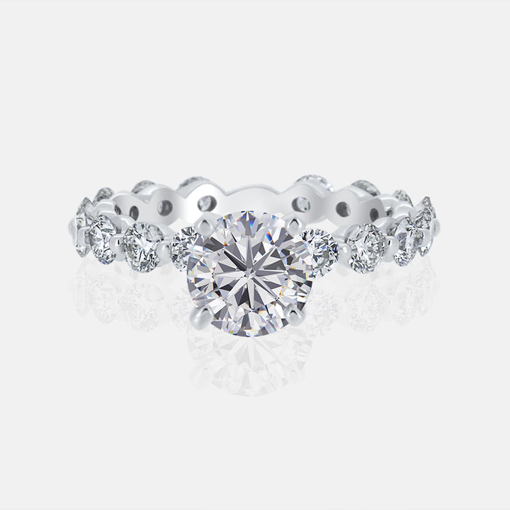 Solitaire Shared Prong Engagement Ring with 2.03 carat of Diamonds in 14K White Gold